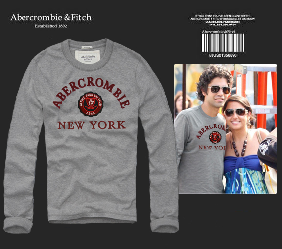 Abercrombie Fitch Hombres De Cuello Redondo Con Gente Fotos Largo Remera AF6024